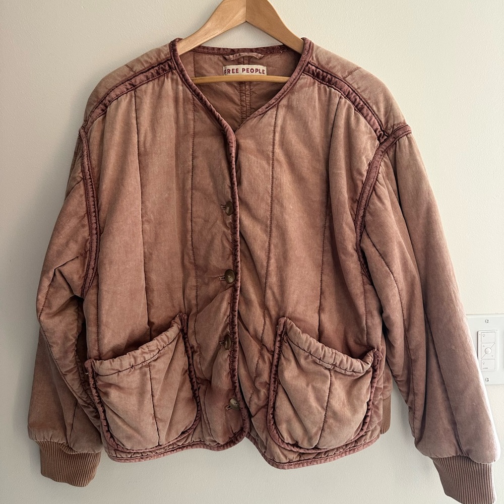Free People Women's Dusty Pink Quilted Puffer Jacket